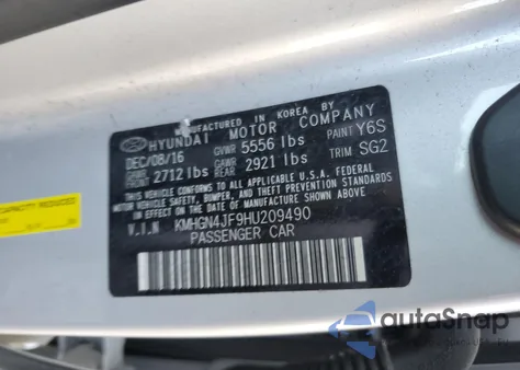 2017 Genesis G80 Ultimate from USA, damaged, VIN KMHGN4JF9HU209490